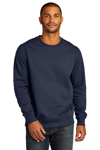 District DT8104 Mens Re-Fleece Crewneck Sweatshirt True Navy Blue Model Front