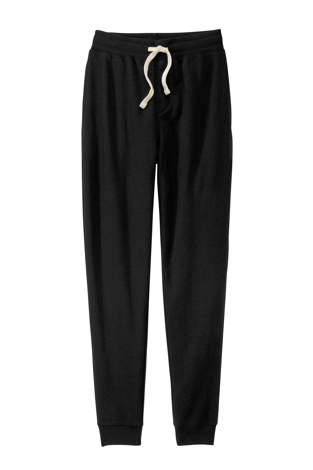 District DT8107 Mens Re-Fleece Jogger Sweatpants w/ Pockets Black Flat Front