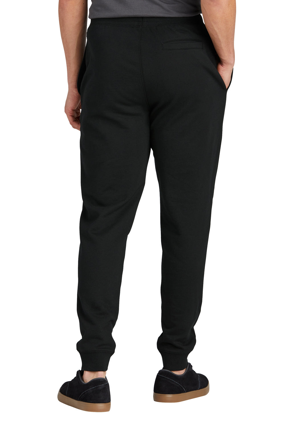 District DT8107 Mens Re-Fleece Jogger Sweatpants w/ Pockets Black Model Back