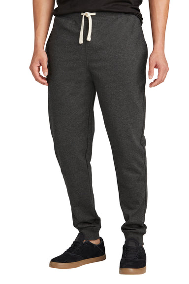 District DT8107 Mens Re-Fleece Jogger Sweatpants w/ Pockets Heather Charcoal Grey Model Front