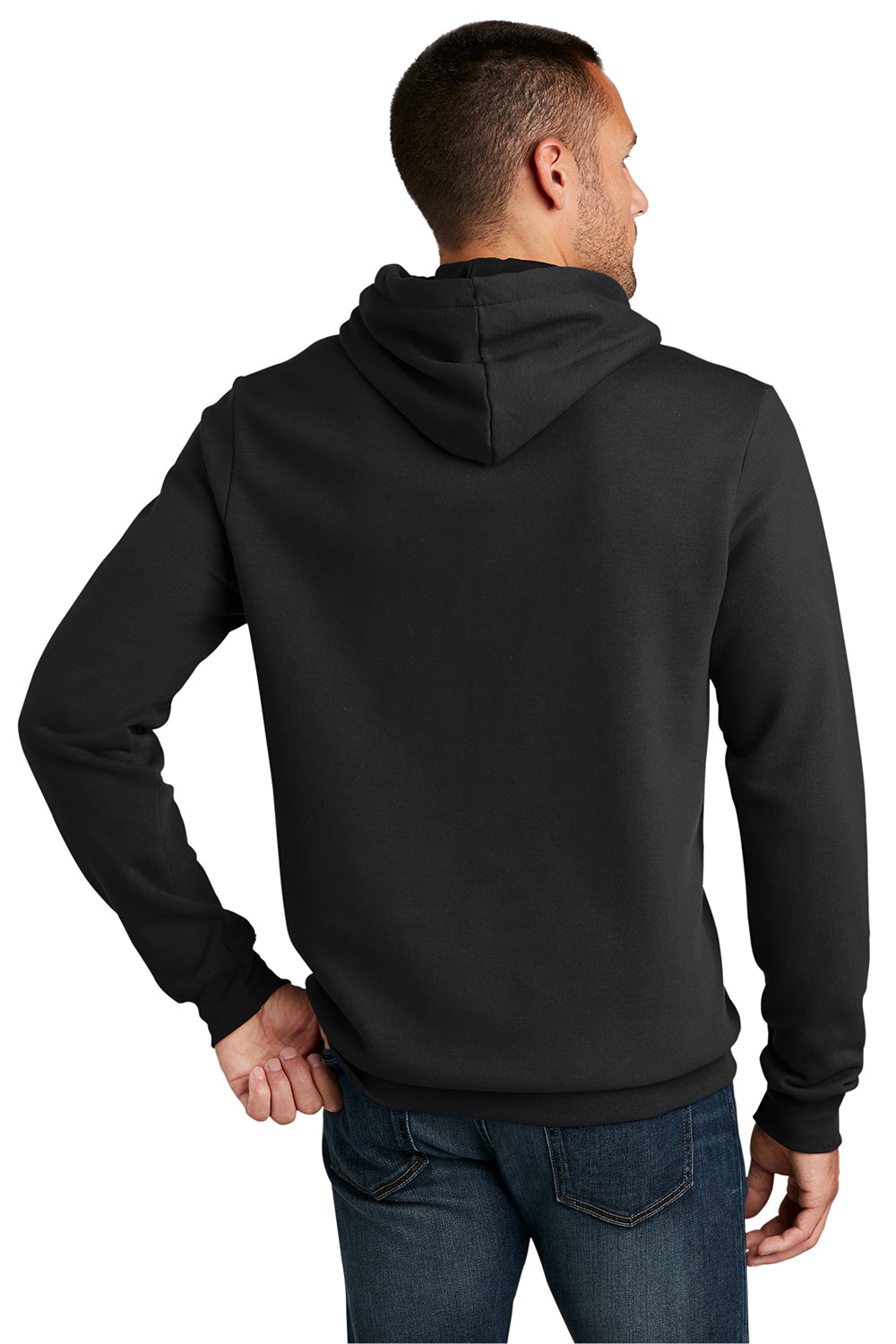 District DT810 Mens The Concert Fleece Hooded Sweatshirt Hoodie Black Model Back