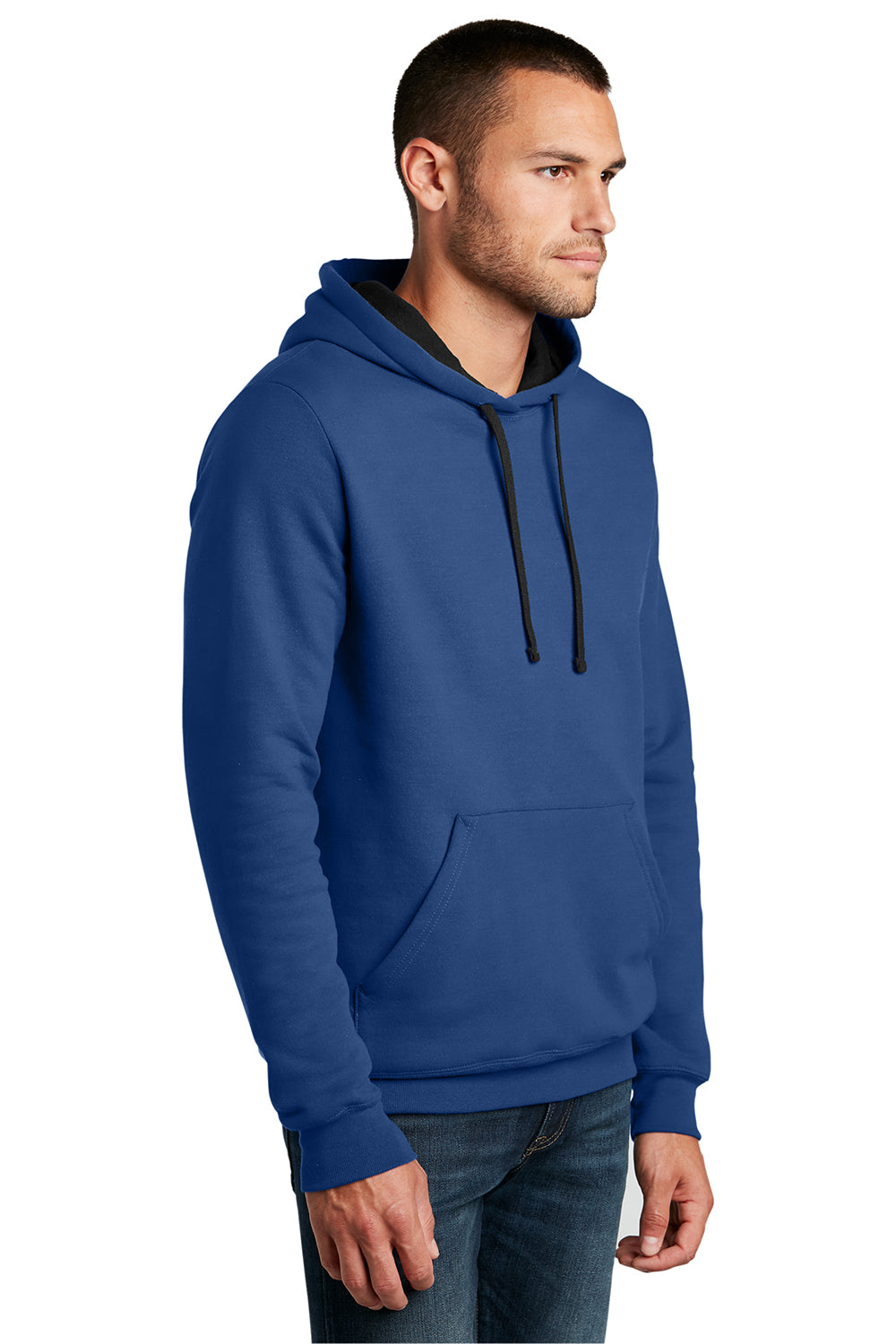 District DT810 Mens The Concert Fleece Hooded Sweatshirt Hoodie Deep Royal Blue Model 3q