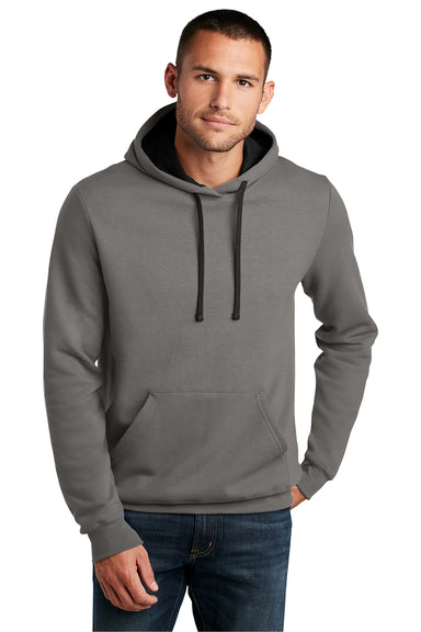 District DT810 Mens The Concert Fleece Hooded Sweatshirt Hoodie Grey Model Front