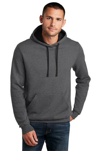 District DT810 Mens The Concert Fleece Hooded Sweatshirt Hoodie Heather Charcoal Grey Model Front