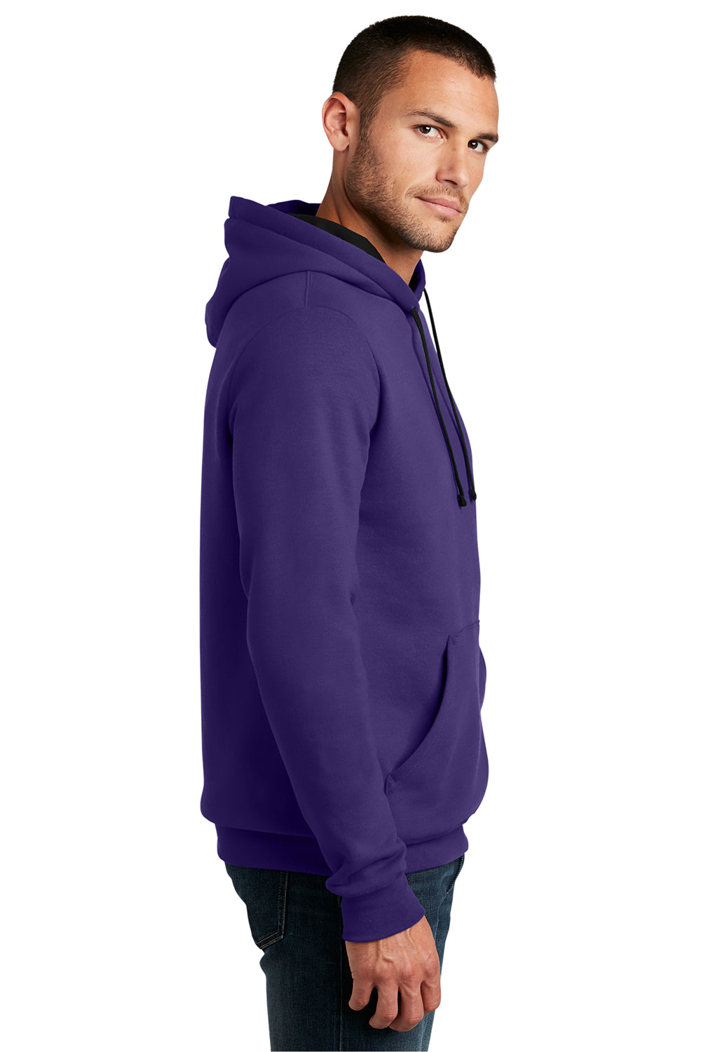 District DT810 Mens The Concert Fleece Hooded Sweatshirt Hoodie Purple Model Side