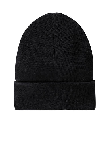 District DT815 Mens Re-Fleece Beanie Black Flat Front