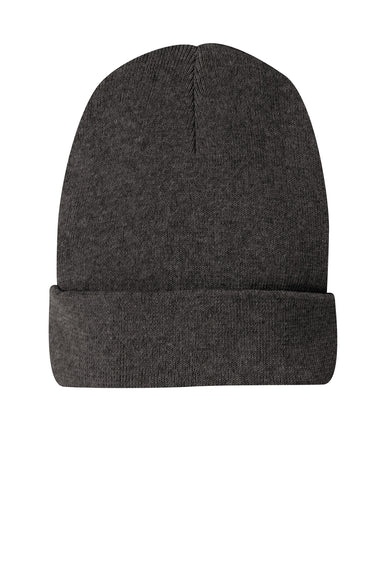 District DT815 Mens Re-Fleece Beanie Heather Charcoal Grey Flat Front