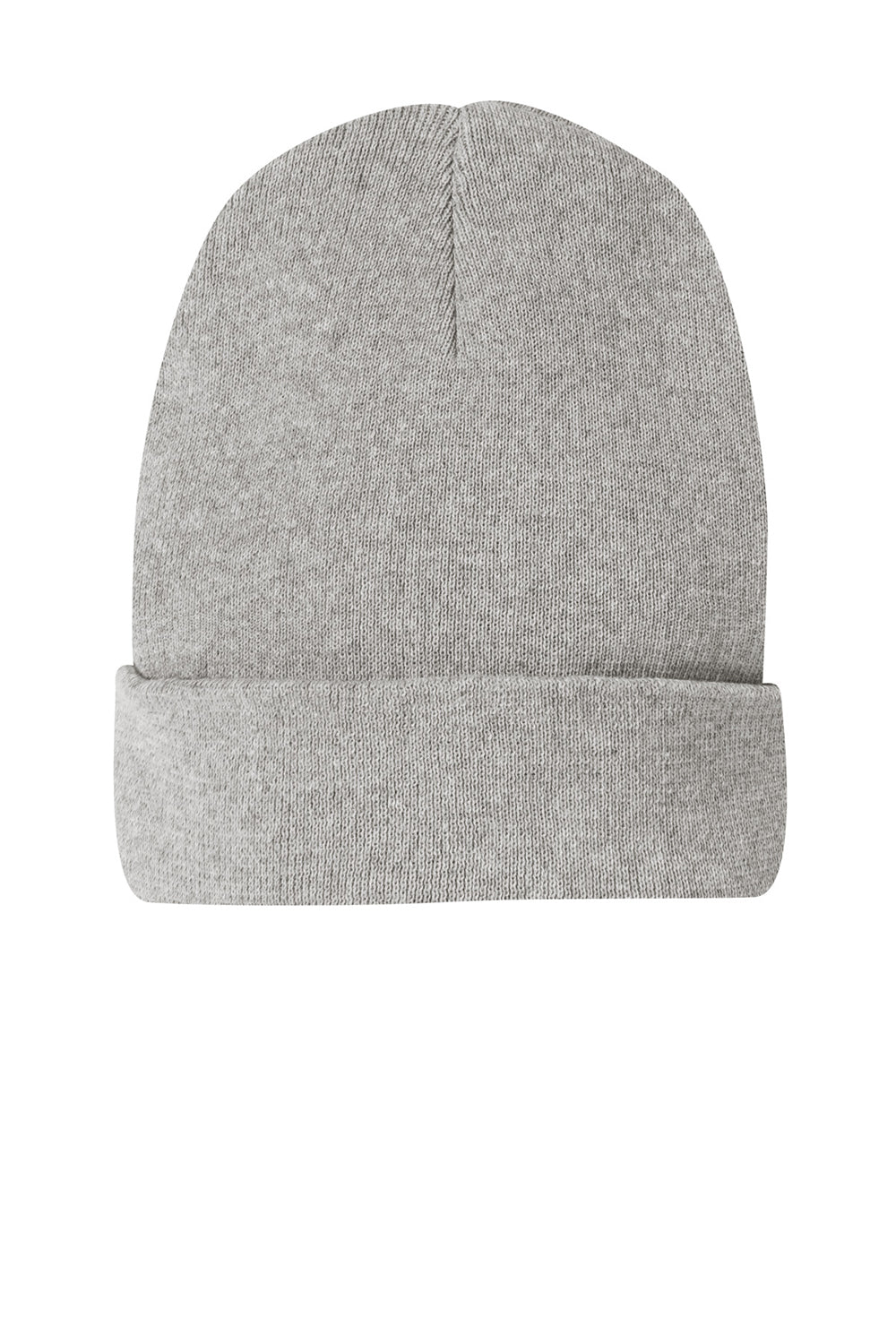 District DT815 Mens Re-Fleece Beanie Heather Light Grey Flat Front