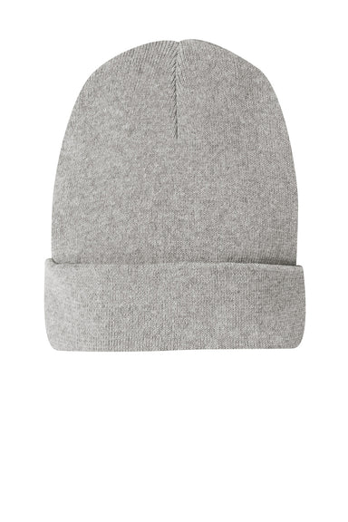 District DT815 Mens Re-Fleece Beanie Heather Light Grey Flat Front