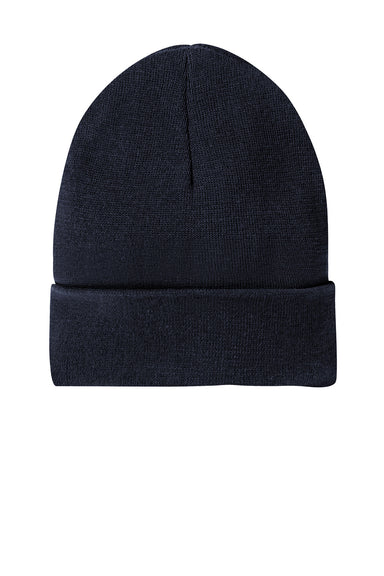 District DT815 Mens Re-Fleece Beanie True Navy Blue Flat Front