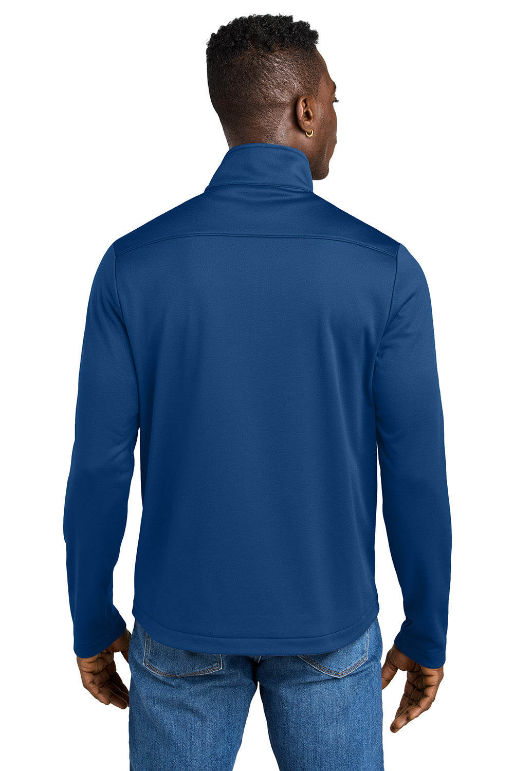 Eddie Bauer EB2360 Mens Smooth Fleece 1/4 Zip Sweatshirt Cobalt Blue Model Back