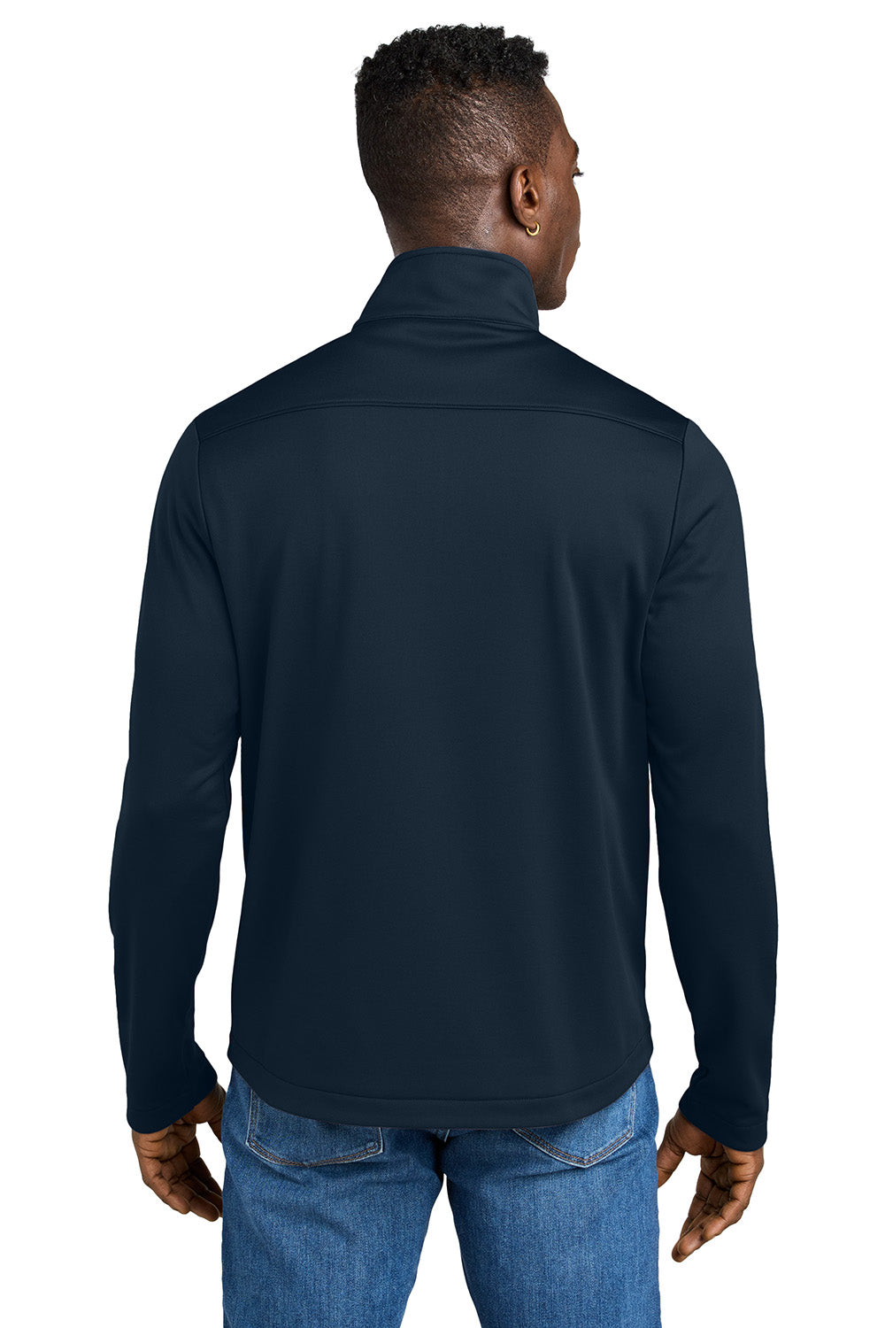 Eddie Bauer EB2360 Mens Smooth Fleece 1/4 Zip Sweatshirt River Navy Blue Model Back