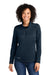 Eddie Bauer EB2370 Womens Smooth Fleece 1/4 Zip Sweatshirt River Navy Blue Model Front