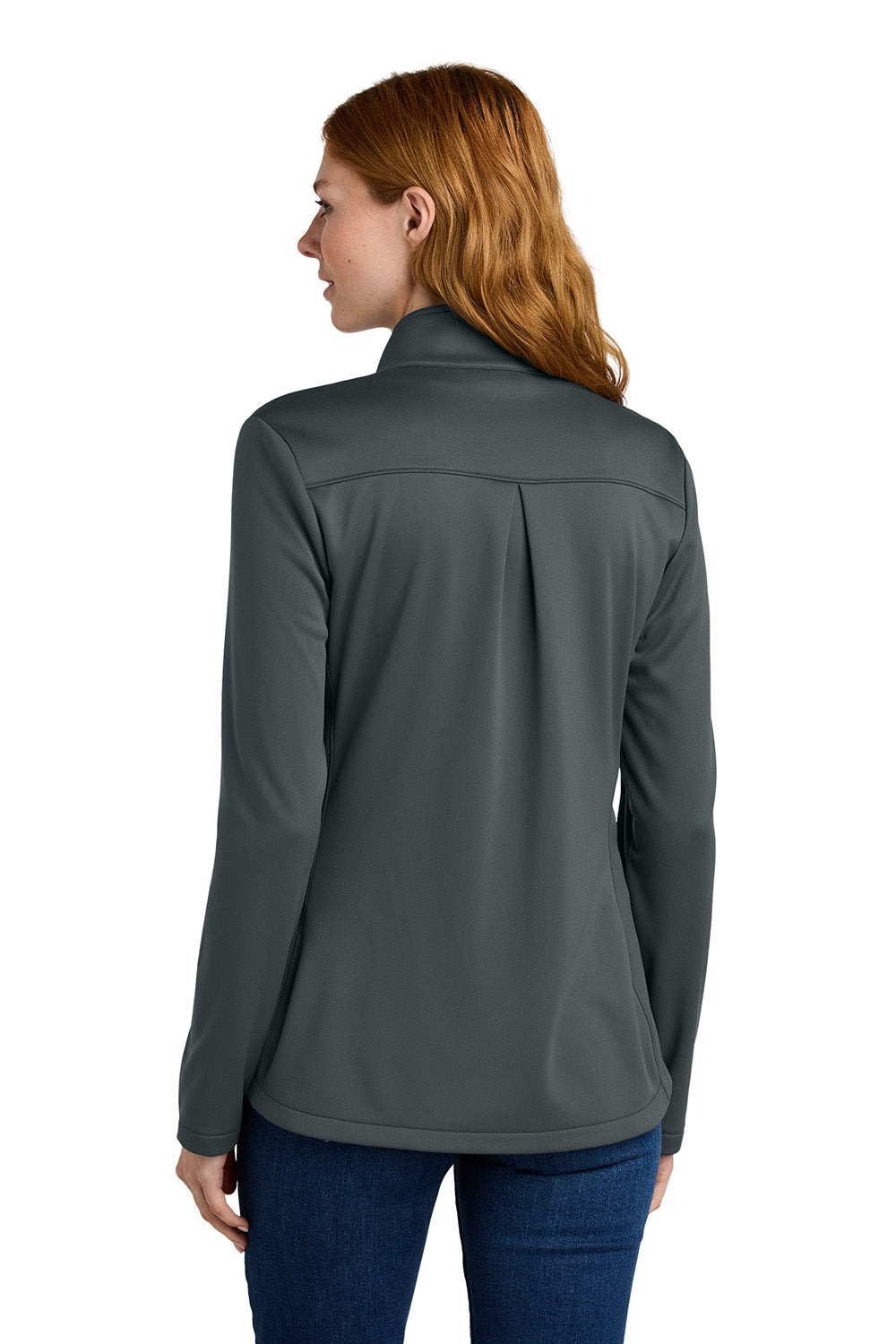 Eddie Bauer EB2470 Womens Smooth Fleece Full Zip Sweatshirt Iron Gate Grey Model Back