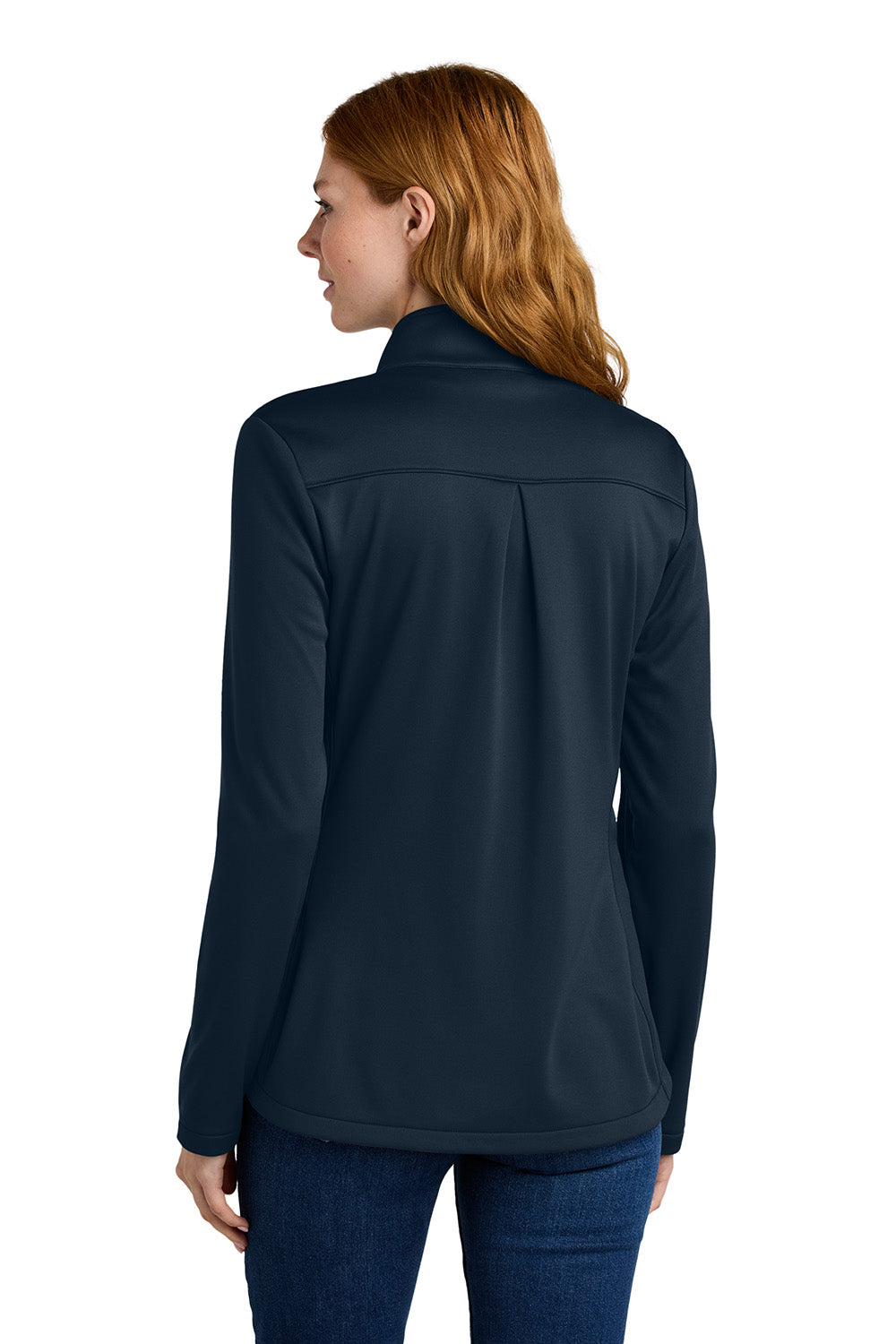 Eddie Bauer EB2470 Womens Smooth Fleece Full Zip Sweatshirt River Navy Blue Model Back