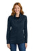 Eddie Bauer EB2470 Womens Smooth Fleece Full Zip Sweatshirt River Navy Blue Model Front