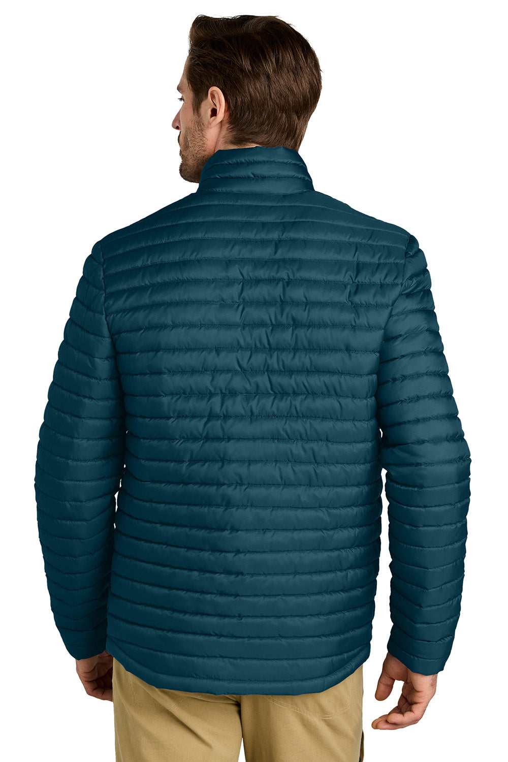 Eddie Bauer EB514 Mens Packable Quilted Full Zip Jacket Adriatic Blue Model Back