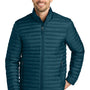 Eddie Bauer Mens Packable Quilted Water Resistant Full Zip Jacket - Adriatic Blue - New