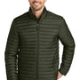 Eddie Bauer Mens Packable Quilted Water Resistant Full Zip Jacket - Olive Green - New