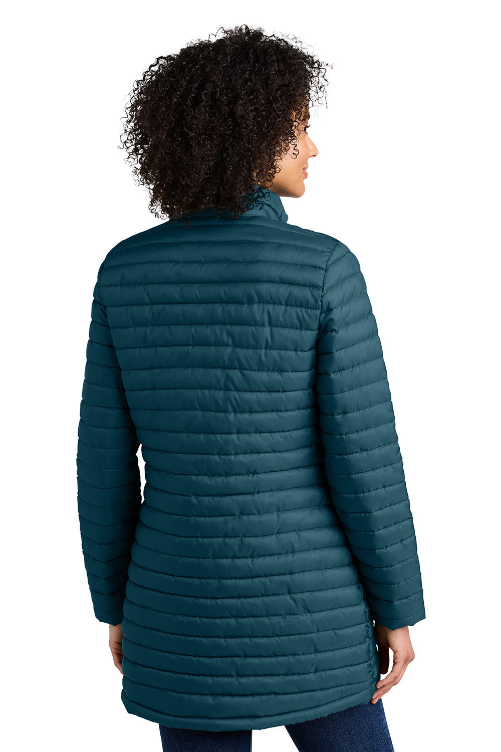 Eddie Bauer EB515 Womens Packable Quilted Full Zip Jacket Adriatic Blue Model Back