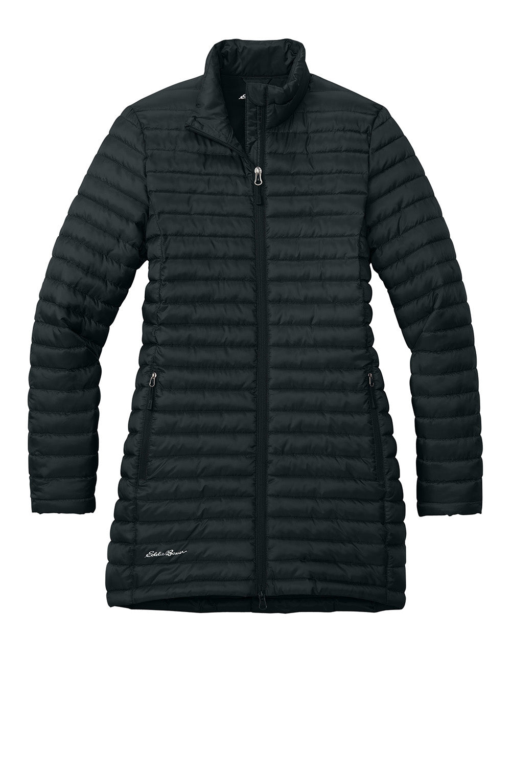 Eddie Bauer EB515 Womens Packable Quilted Full Zip Jacket Black Flat Front