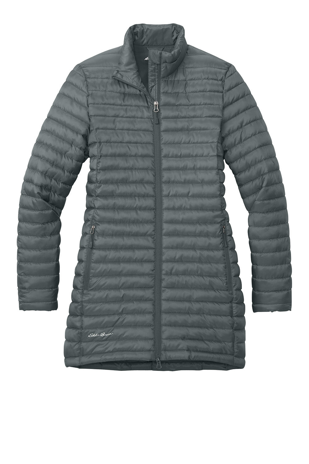 Eddie Bauer EB515 Womens Packable Quilted Full Zip Jacket Metal Grey Flat Front