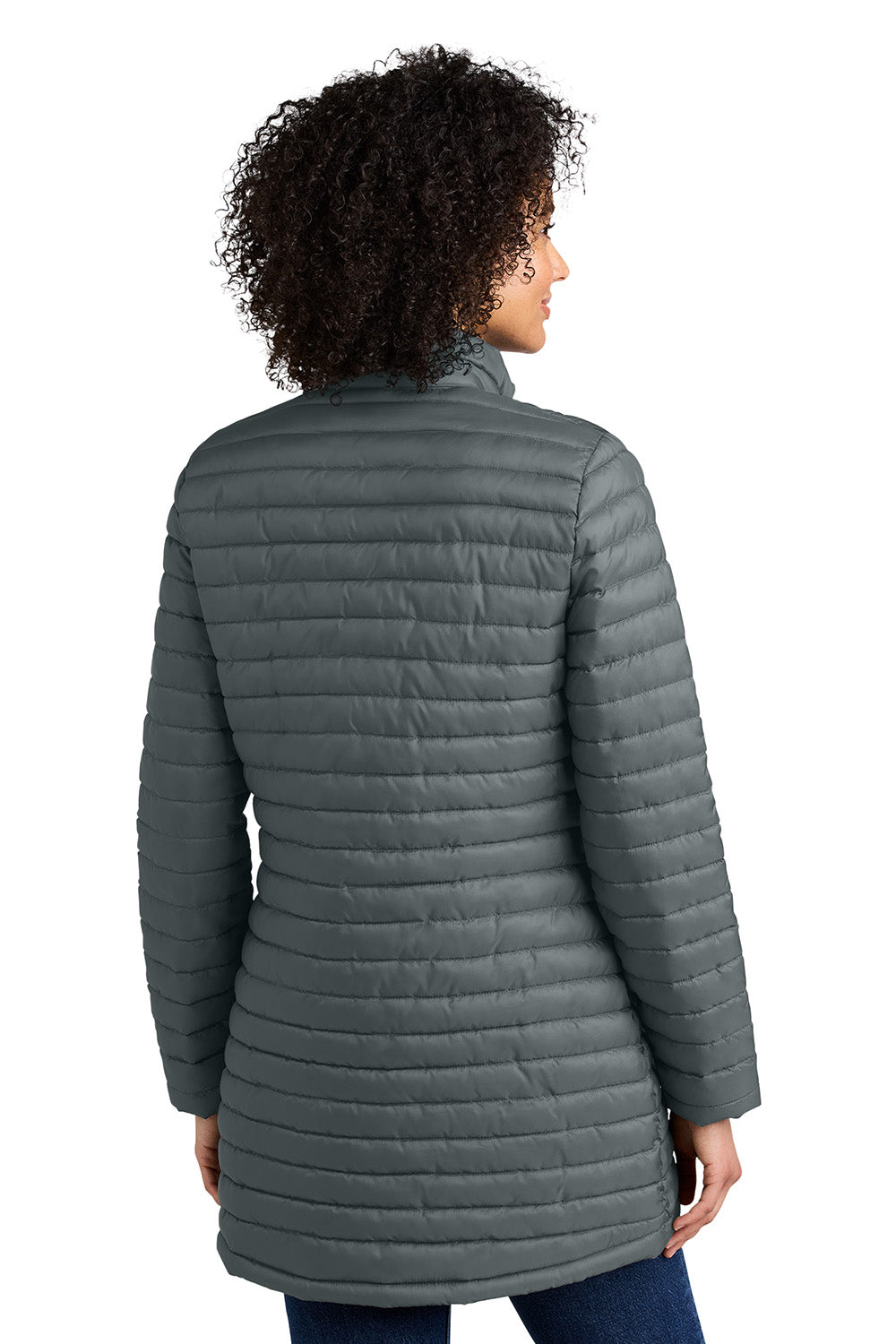 Eddie Bauer EB515 Womens Packable Quilted Full Zip Jacket Metal Grey Model Back