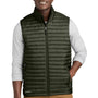 Eddie Bauer Mens Packable Quilted Water Resistant Full Zip Vest - Olive Green - New