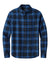 Eddie Bauer EB610 Mens Favorite Flannel Long Sleeve Button Down Shirt w/ Pocket Cobalt Blue Tartan Flat Front