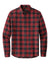 Eddie Bauer EB610 Mens Favorite Flannel Long Sleeve Button Down Shirt w/ Pocket Red Highland Plaid Flat Front