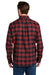 Eddie Bauer EB610 Mens Favorite Flannel Long Sleeve Button Down Shirt w/ Pocket Red Highland Plaid Model Back