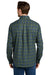 Eddie Bauer EB610 Mens Favorite Flannel Long Sleeve Button Down Shirt w/ Pocket Soft Olive Green Plaid Model Back