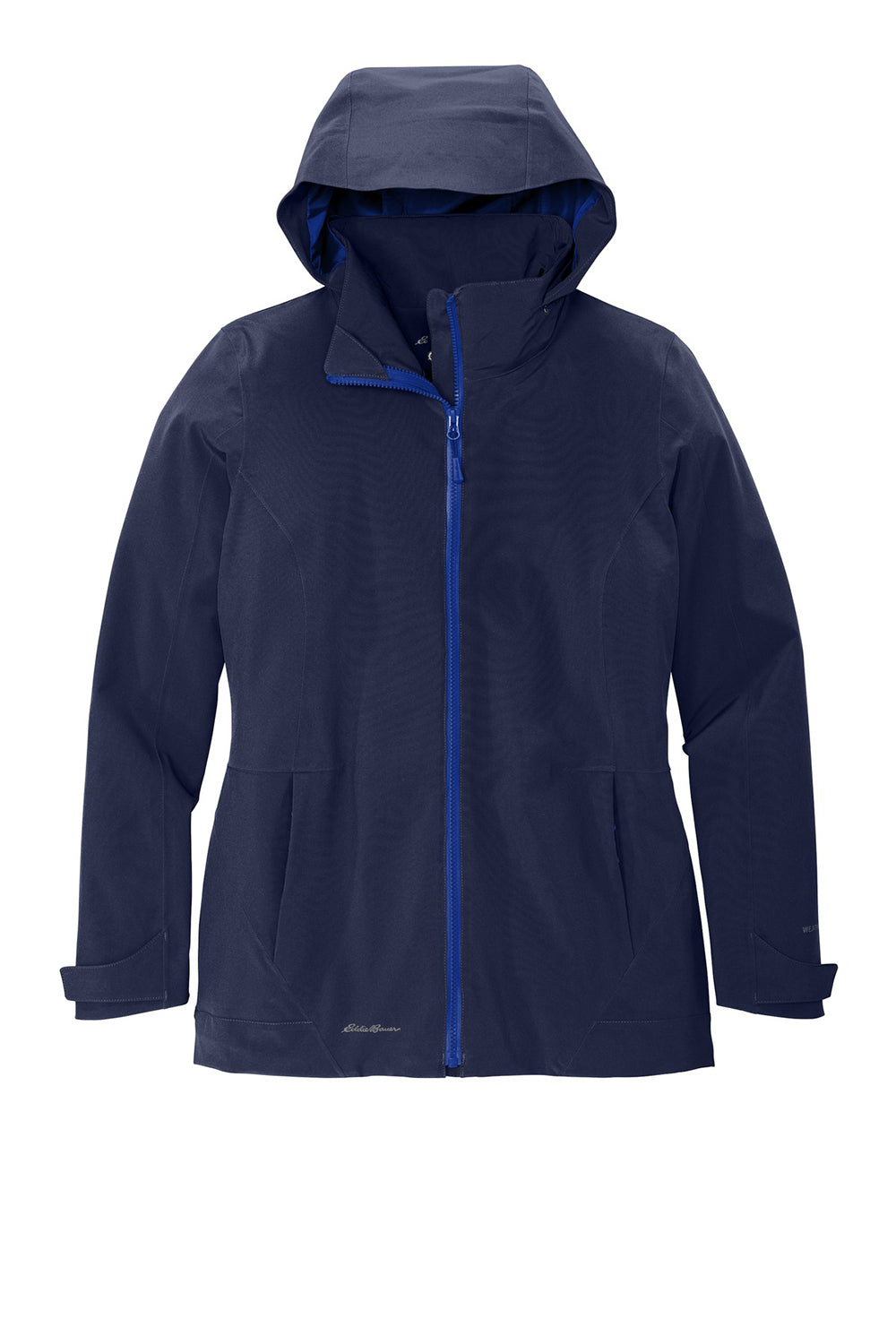 Eddie Bauer EB657 Womens WeatherEdge 3-in-1 Water Resistant Full Zip Hooded Jacket River Navy Blue/Cobalt Blue Flat Front