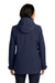 Eddie Bauer EB657 Womens WeatherEdge 3-in-1 Water Resistant Full Zip Hooded Jacket River Navy Blue/Cobalt Blue Model Back