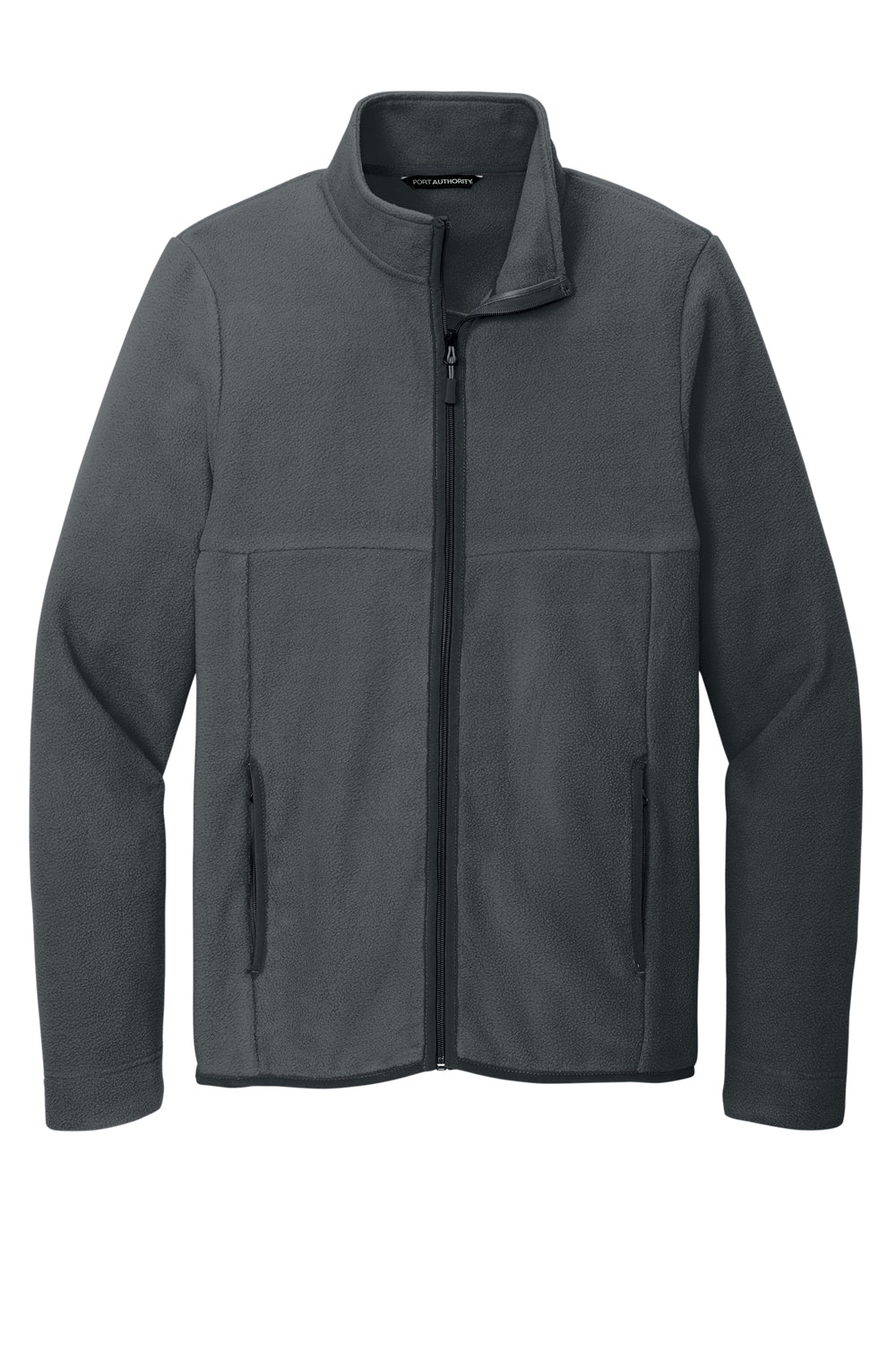 Port Authority F110 Mens Connection Pill Resistant Fleece Full Zip Jacket Charcoal Grey Flat Front