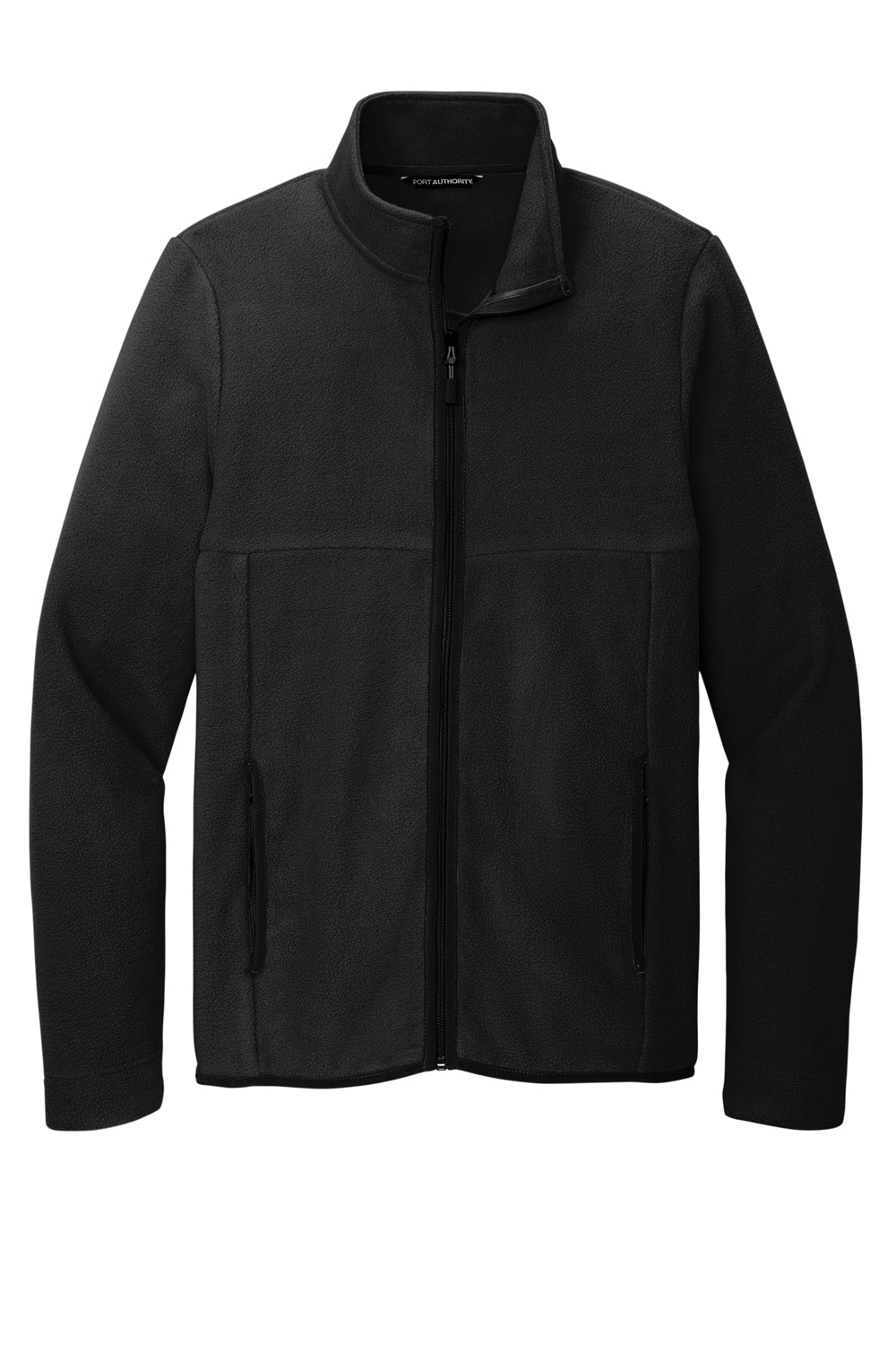 Port Authority F110 Mens Connection Pill Resistant Fleece Full Zip Jacket Deep Black Flat Front