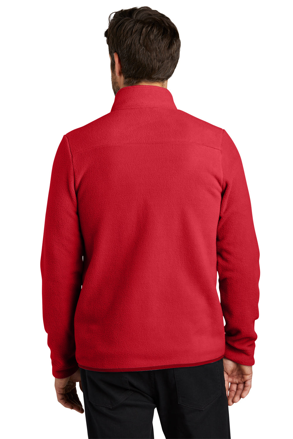 Port Authority F110 Mens Connection Pill Resistant Fleece Full Zip Jacket Rich Red Model Back