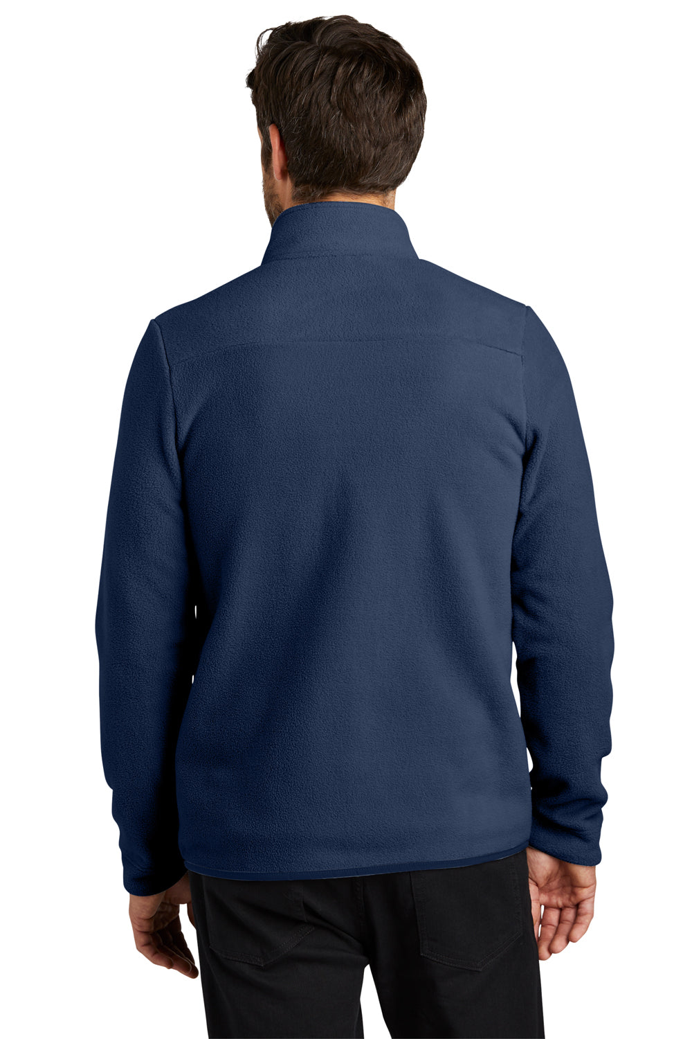 Port Authority F110 Mens Connection Pill Resistant Fleece Full Zip Jacket River Navy Blue Model Back