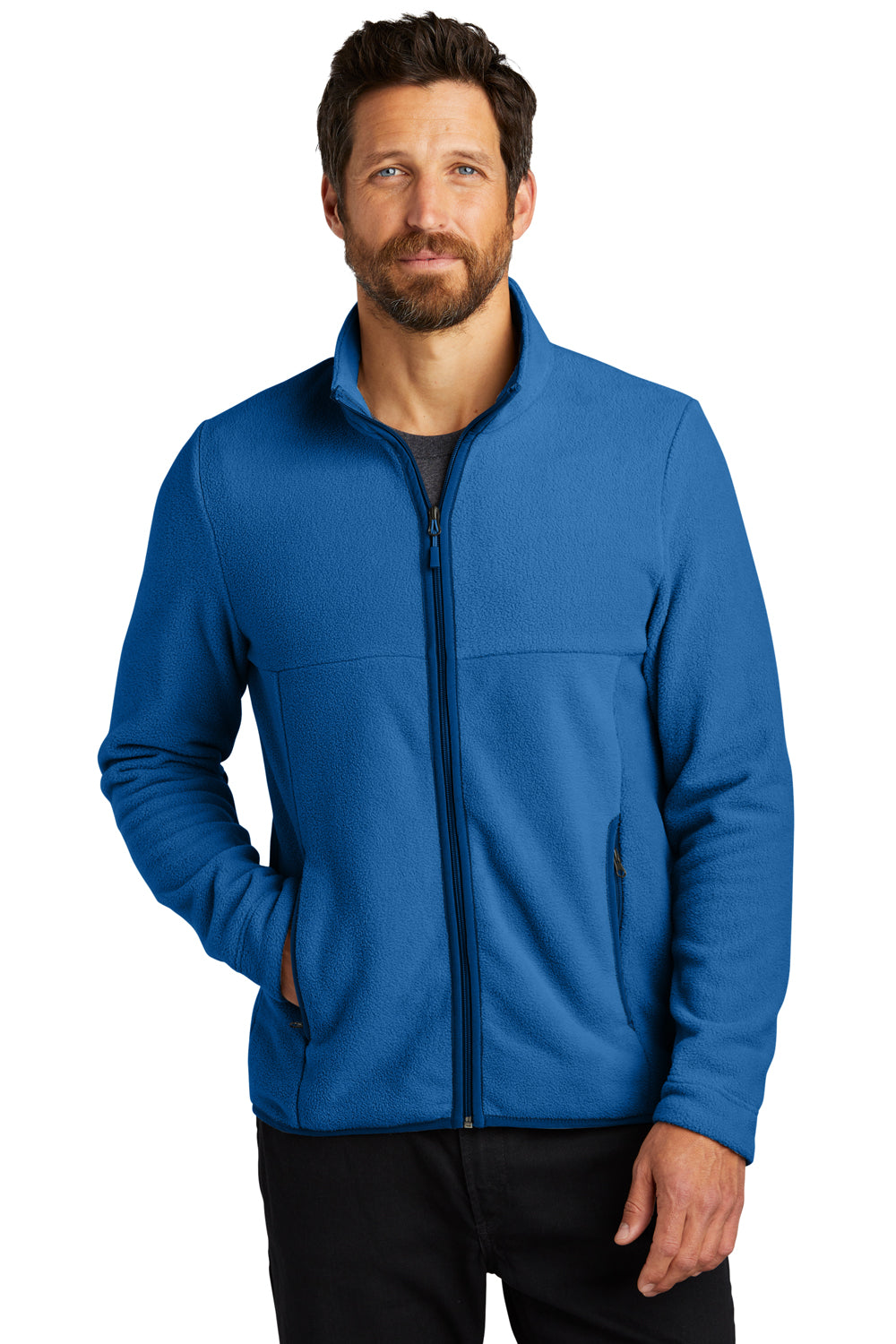 Port Authority F110 Mens Connection Pill Resistant Fleece Full Zip Jacket True Blue Model Front