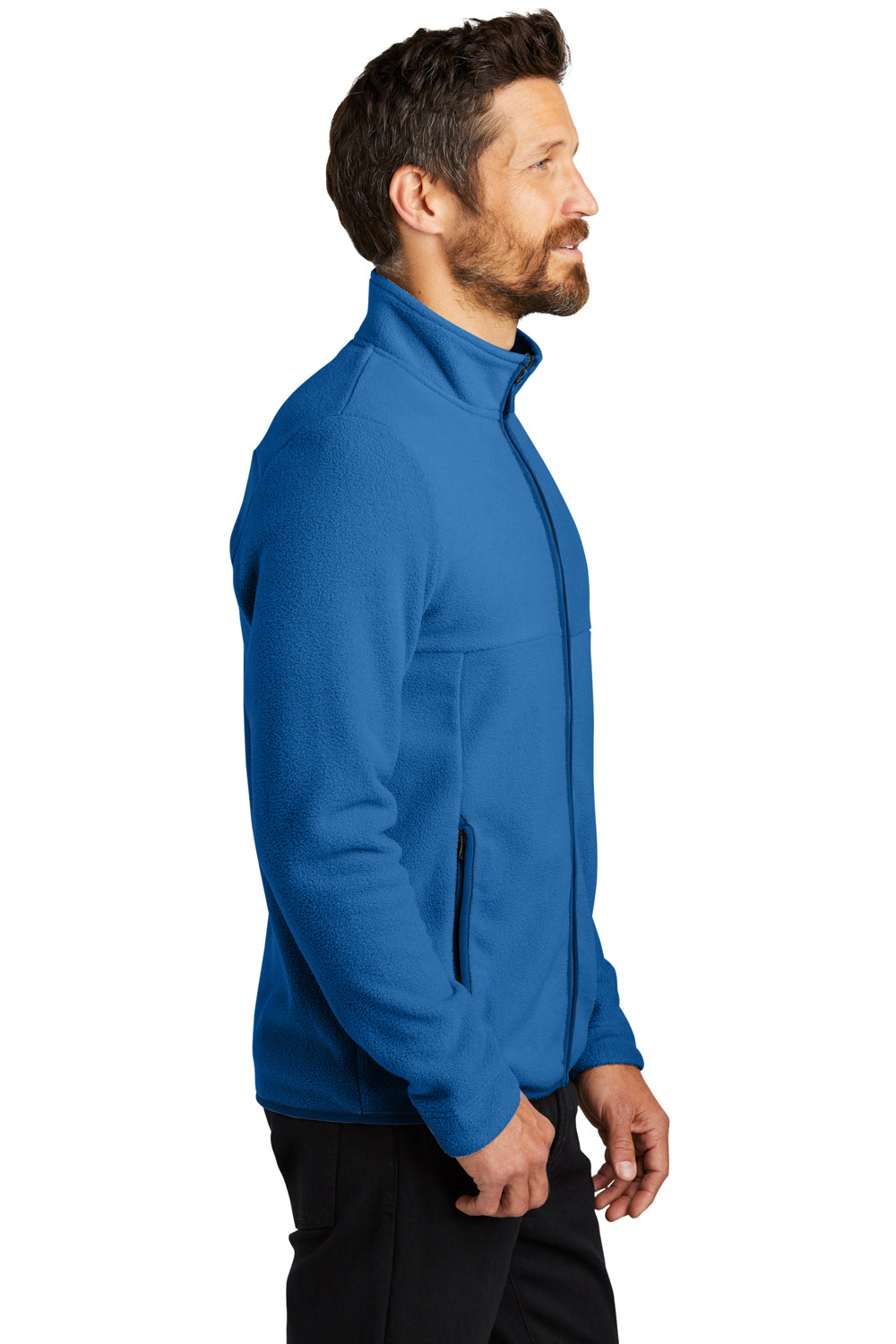 Port Authority F110 Mens Connection Pill Resistant Fleece Full Zip Jacket True Blue Model Side