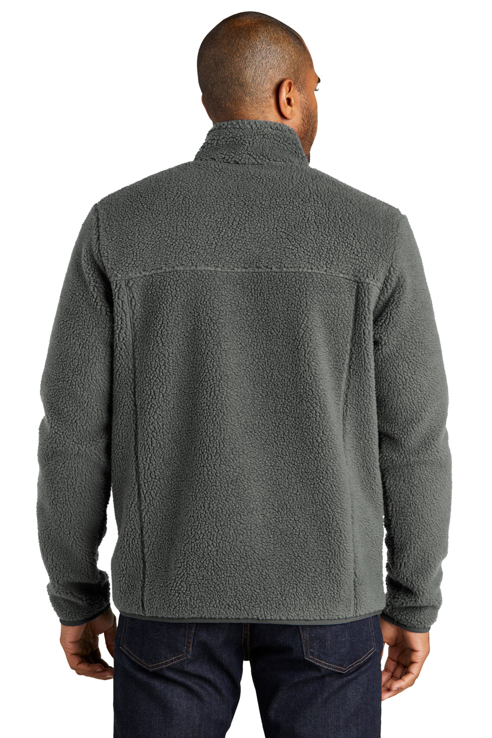 Port Authority F140 Mens Camp Fleece 1/4 Snap Sweatshirt Steel Grey Model Back