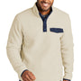 Port Authority Mens Camp Fleece 1/4 Snap Sweatshirt - Oat/Dress Navy Blue