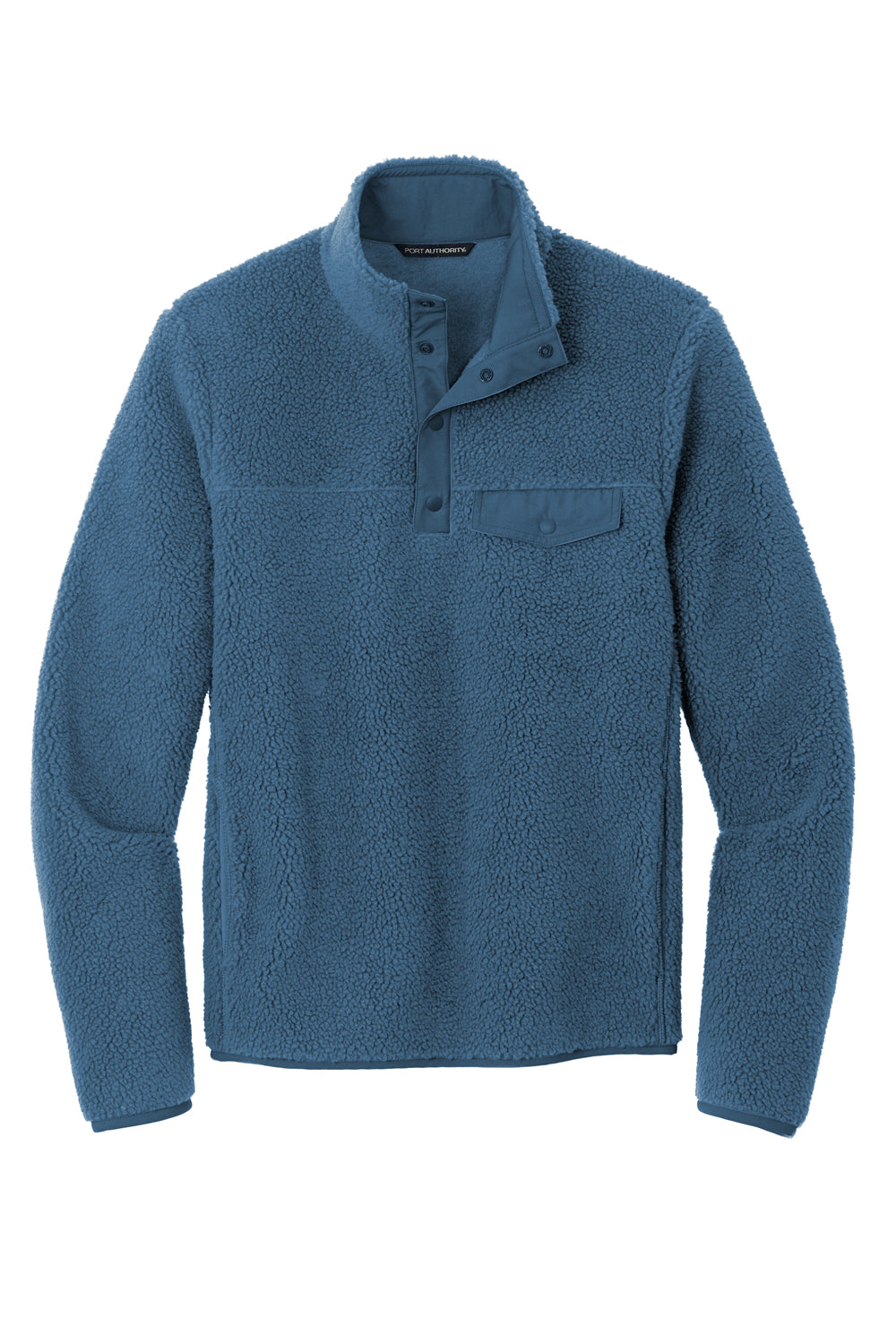 Port Authority F140 Mens Camp Fleece 1/4 Snap Sweatshirt Regatta Blue Flat Front