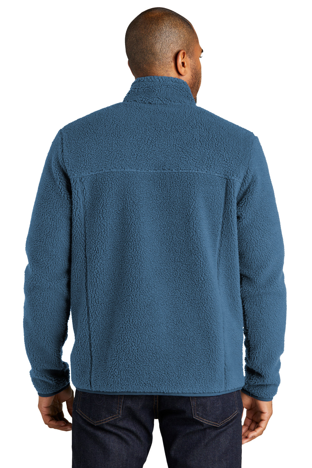 Port Authority F140 Mens Camp Fleece 1/4 Snap Sweatshirt Regatta Blue Model Back