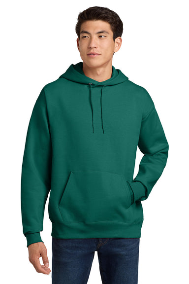 Hanes F170 Mens Ultimate Cotton PrintPro XP Pill Resistant Hooded Sweatshirt Hoodie w/ Pouch Pocket Cactus Green Model Front