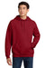 Hanes F170 Mens Ultimate Cotton PrintPro XP Pill Resistant Hooded Sweatshirt Hoodie w/ Pouch Pocket Deep Red Model Front