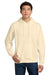 Hanes F170 Mens Ultimate Cotton PrintPro XP Pill Resistant Hooded Sweatshirt Hoodie w/ Pouch Pocket Natural Model Front