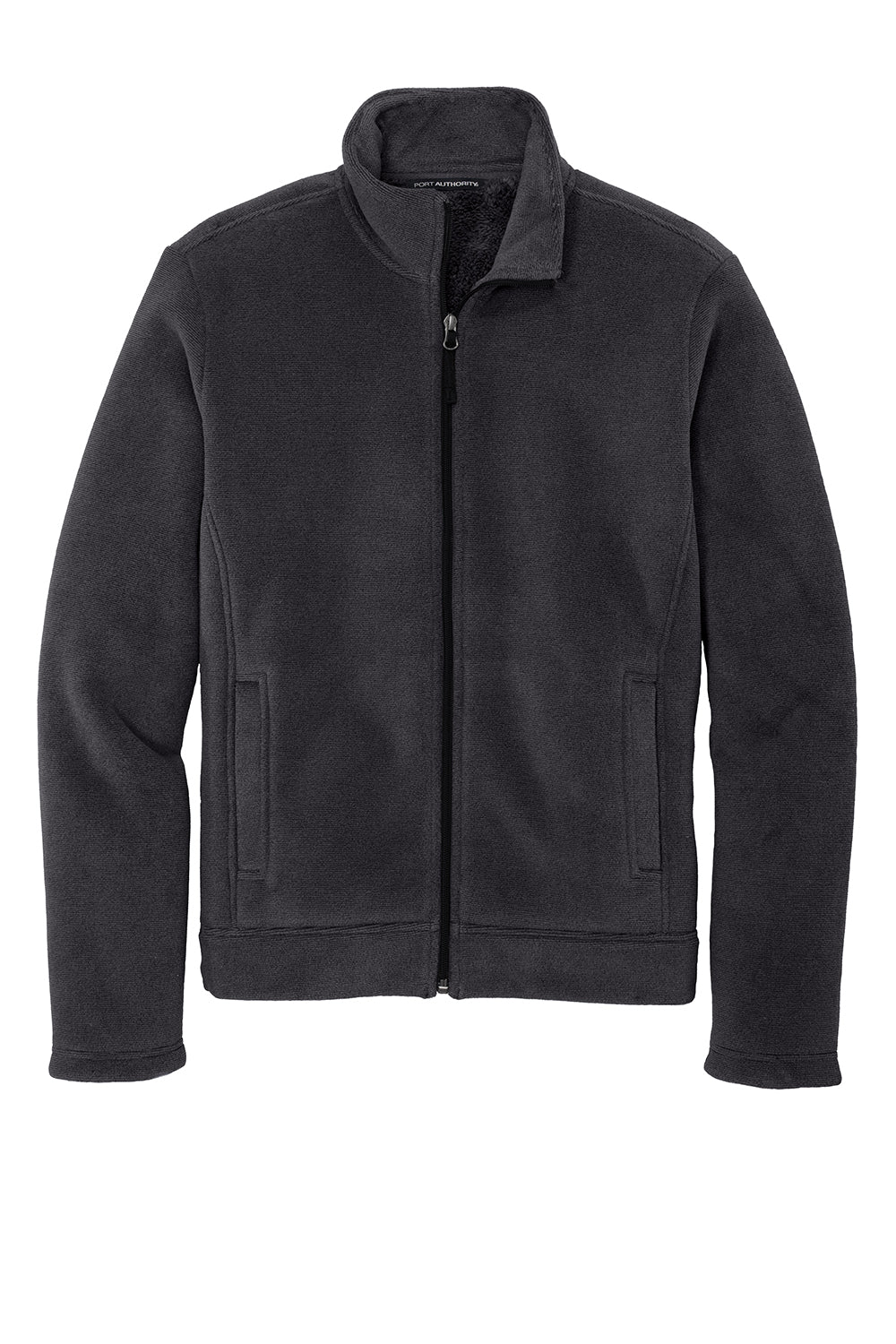 Port Authority F211 Mens Ultra Warm Brushed Fleece Full Zip Jacket Graphite Grey/Deep Black Flat Front