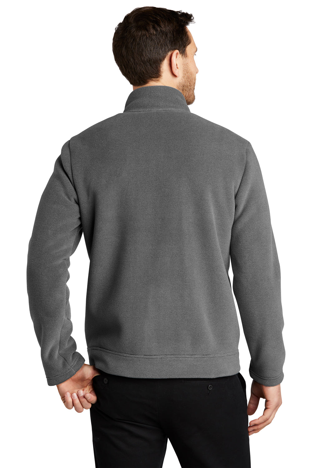 Port Authority F211 Mens Ultra Warm Brushed Fleece Full Zip Jacket Gusty Grey/Sterling Grey Model Back