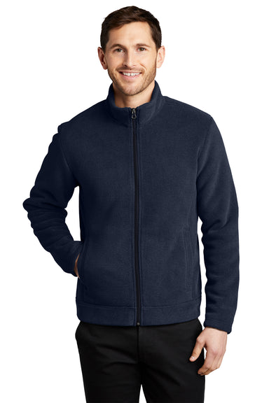 Port Authority F211 Mens Ultra Warm Brushed Fleece Full Zip Jacket Insignia Blue/River Navy Blue Model Front